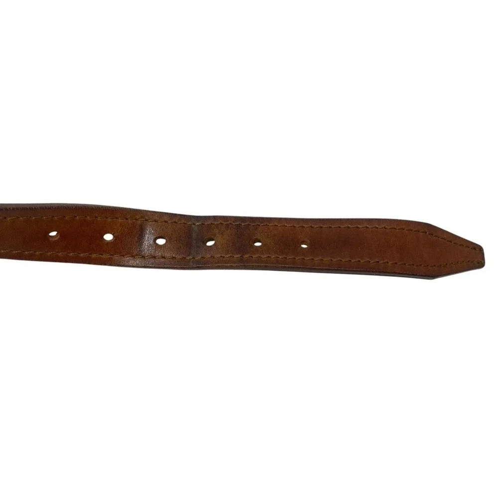 Abercrombie & Fitch Tan Genuine Leather Belt Size 38 Brass Buckle Casual Wear